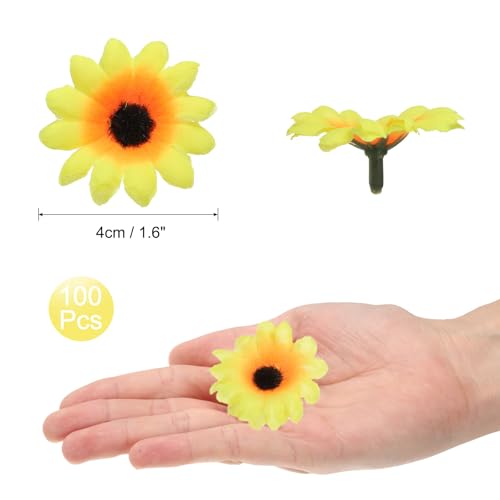 uxcell 100pcs Artificial Daisies Flower Heads,1.6" Silk Fake Daisies Heads Mini Daisies Artificial Flowers Bulk for DIY Wedding Bouquets Centerpieces Party Home Decor Black/Light Yellow - color: Black/Light Yellow