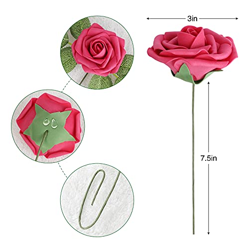 AmyHomie Artificial Flower Seriesa Red Rose 25pcs Real Looking Fake Roses w/Stem for DIY Wedding Bouquets Centerpieces Arrangements Party Baby Shower Valentines Day Christmas Tree Decorations - color: Seriesa Red