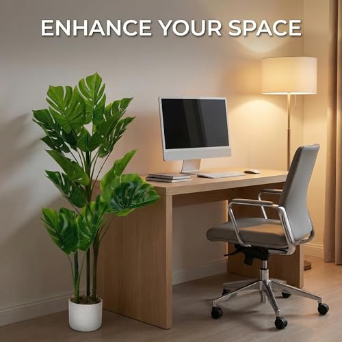 GAOMON 3.6ft Artificial Monstera Deliciosa Plants in Planter,Faux Tropical Palm Tree with 16 Leaves,Artificial Floor Plants for Indoor and Outdoor Home Porch, Garden