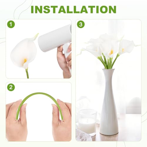M METERXITY 10-Pack White Artificial Calla Lily Flowers,14 Inch Faux Calla Lily PU Bouquets Real Touch Faux Flowers for Home/Wedding/Christmas/Party - color: White