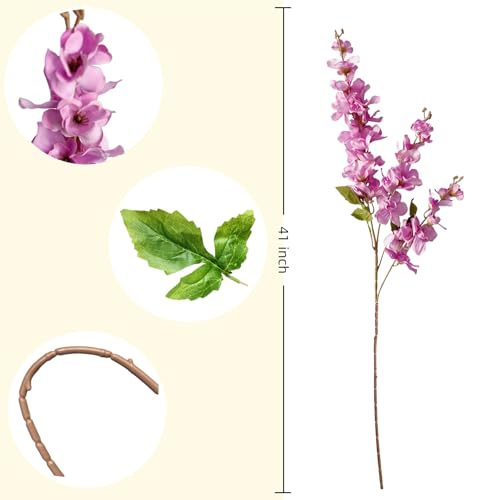 6PCS Light Purple Delphinium Artificial Flowers Espigas para Jarrones Fake White Flowers Tall Flowers for Floor Vase Flowers for Tall Vase Floral Arrangements Home Table Wedding Decor - color: Light Purple