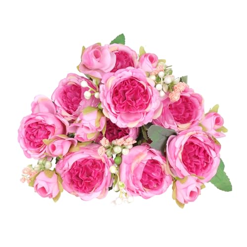 choyaxo 2 Packs Peonies Artificial Flowers Fake Peonies Bouquet for Home Decor Wedding Party Plastic Flower Bulk for Vase Centerpiece Table (Pink) - color: Pink