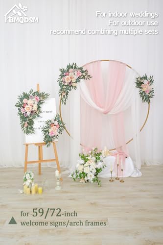 Faux Flowers Wedding Arch Flowers Kit(Pack of 2) Wedding Welcome Sign for Wedding Decor Ceremony and Reception Backdrop Decoration (Dark Pink) - color: Dark Pink
