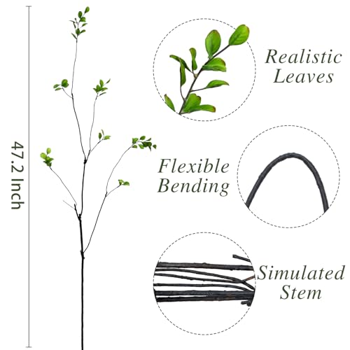 Waipfaru 8PCS Artificial Ficus Branches for Vase, Faux Greenery Stems for Vase Filler, 47in Realistic Flexible Eucalyptus Stems Fake Artificial Twig Plants Indoor Home Tables Centerpieces Office Decor - size: 8 Pcs