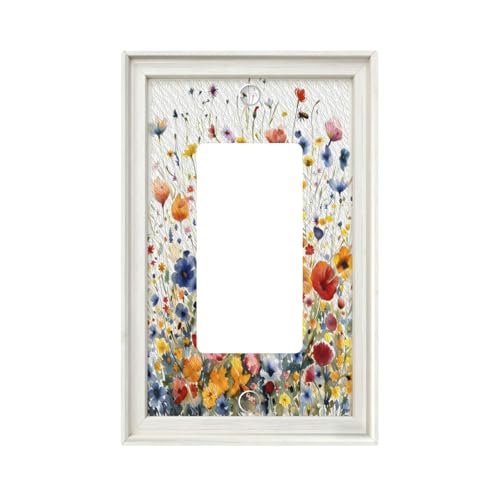 Decorative Art Light Switch Covers Watercolor Wildflower Bouquet 1 Gang Rocker Outlet Decorative Switch plate Faceplate GFCI Light Switch Covers for Home Decor - color: Watercolor Wildflower Bouquet, size: 1-Gang Rocker /5 x 3 IN