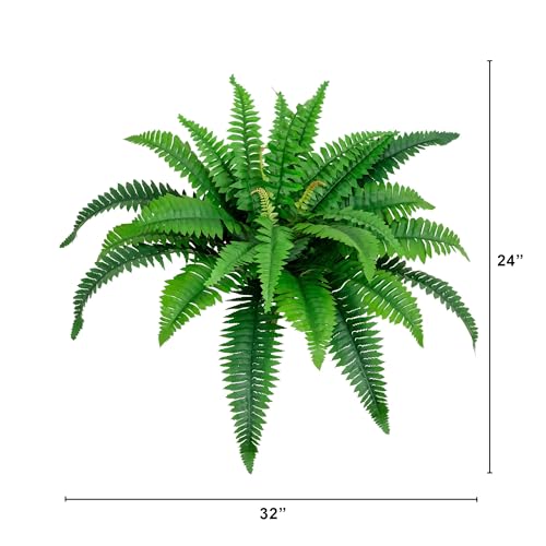 Nearly Natural 32in Boston Fern Set of 2 - Realistic Artificial Fern Plants with Flexible Branches and Lifelike Leaves, Low-Maintenance Indoor Ferns for Home and Office Decor