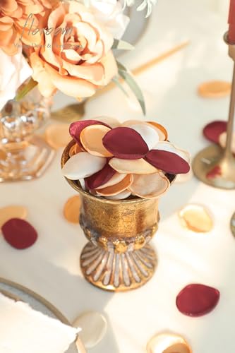 Floroom 300pcs Rose Petals Chic Terracotta Faux Silk Flower Petals Burnt Orange for Wedding Flower Girl Basket Aisle Scatter Table Centerpieces Party Confetti Bridal Shower Romantic Night Decoration - color: Chic Terracotta, size: 300pcs