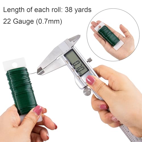 114 Yards 22 Gauge Metal Floral Flexible Paddle Wire for Christmas Wreath Tree, Floral Flower Arrangements(Green) - color: Green