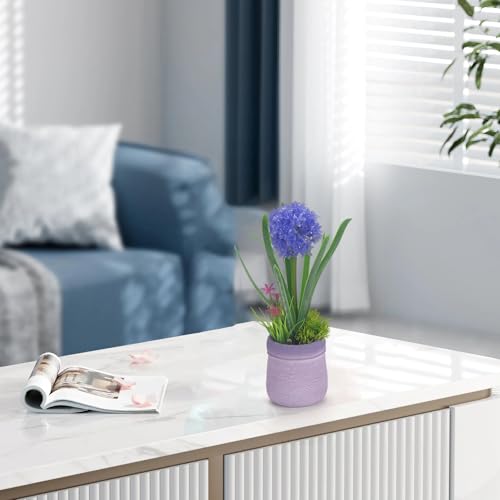 Velener 4PCs Fake Flowers in Vase, Babys Breath Artificial Flowers Indoor, Fake Potted Plants, Hydrangeas, Desk Plants for Home Bathroom Kitchen Shelf Office Decor(Plastic Vase)