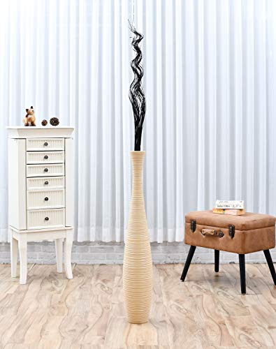 Leewadee Wavy Palm Leaves – Loose Decor Twigs for Floor Vases, Colored and Dried Arrangements for Home and Business Decorations, 39 inches, Black Brown - color: Black Brown, style: Branches