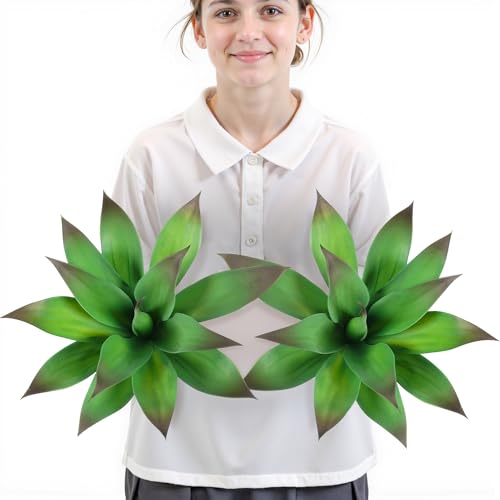 Velener Artificial Outdoor Agave Plant - Small Size UV Resistant Fake Agave Plants for Indoor and Outdoor Decor(Purple, 14 Inch)-2 Pack - color: Hard-purple