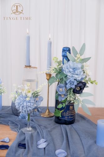 TINGE TIME Fake Flowers Artificial Flowers Peonies Bulbous Chrysanthemum Daisy Hydrangea Sunflower Violets Dahlia Daffodils Epiphyllum Orchid Cherry Blossom Camellia Leyaron (Dusty Blue) - color: Dusty Blue