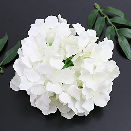 FagusHome Silk Hydrangea Heads 36 Pcs Artificial Flowers Heads and 3 Dozens Stems Fake Hydrangea Flowers with Stems for Home Wedding Decor (Pure White) - color: Pure White