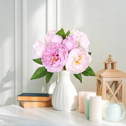 TOCHGREEN Artificial Peonies Silk Flowers 2 Bouquets 14 Heads Vintage Faux Peony with Stems for Home Wedding Table Decor Bridal Bouquet Floral Arrangement - color: Purple