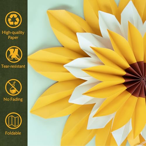 EASY JOY 9PCS Sunflower Party Decorations Sunflower Paper Fans Yellow Birthday Decorations Hanging Paper Flower Fan for Women for Summer Baby Shower Bulletin Board Decorations - color: Flower-6