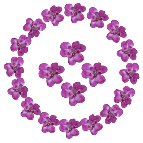 uxcell 20 Pcs Artificial Cattleya Flower Heads, Fake Cattleya Heads Bulk Artificial Flowers for DIY Wedding Bouquets Centerpieces Party Home Decorations, Dark Purple - color: Dark Purple