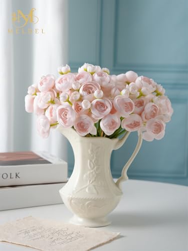 32Pcs Ranunculus Artificial Flower, Faux Silk Mini Ranunculus Flowers for DIY Bouquet, Bulk Fake Peony Wedding Filler Flowers for Centerpieces Arrangements Bridal Shower Decorations Light Pink - color: Light Pink
