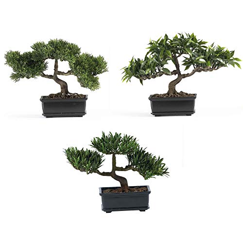 Nearly Natural 12in. Bonsai Silk Plant Collection (Set of 3) - size: 12 in