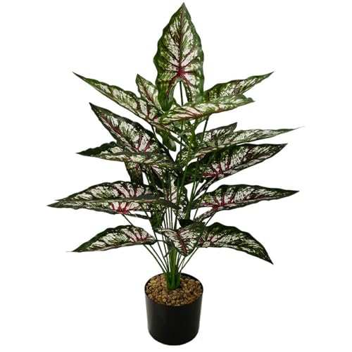 Aglaonema Plant with Variegated Green and Red Leaves, Fake Tree Leaf Simulation Flower Bonsai for Party Decoration Artificial Plants Floor Home Room Decor Ornament (Green Red No Flowerpot, 75cm) - color: Green Red No Flowerpot, size: 75cm