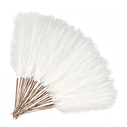 50pcs Ivory Pampas Grass 21.6 Inch Non-Shedding Faux Pampas for Vibrant Warm Home, Boho Weddings and Terracotta Tone Vase Arrangements - color: Ivory