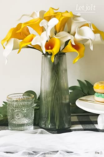 Letjolt White Artificial Calla Lily 12Pcs Realistic Flowers Bouquet | Wedding Bride Shower, Blessing Gift, Home Decoration, Faux Calla Lilies - color: White