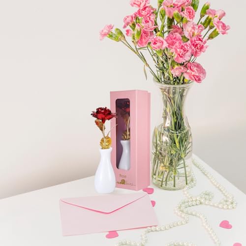 Roses Artificial Flowers for Her Wife Mother's Day, Red Flower Birthday Gifts for Mom Grandma, Eternal Rose Women Great Grandma - color: Red