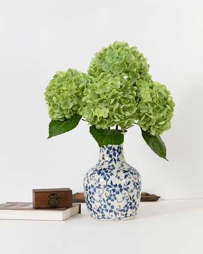 DuHouse 3Pcs Large Hydrangea Artificial Flowers,20 inch Latex Real Touch Hydrangeas Lifelike Hydrangea Flower for Home Wedding Bouquets Centerpieces Party Living Room Decoration(Green) - color: Green, size: 3pcs