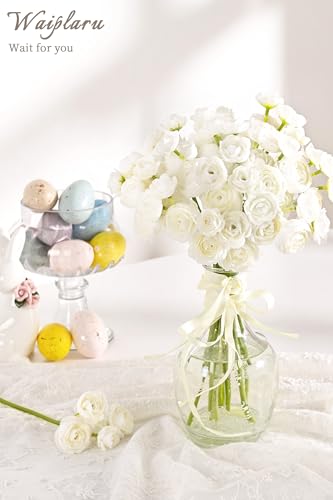 Waipfaru Ranunculus Artificial Flowers, 36Pcs 14In Fake Peonies Artificial Flowers, White Faux Flower for Vase Silk Flower Real Touch Faux Peony Bulk for DIY Wedding Bouquet Home Bridal Shower Decor - color: White, size: 36Pcs