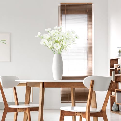 IPOPU White Cosmos Flowers Artificial 40 Heads 8Pcs Daisy Silk Flowers Faux Wildflowers Vase Filler for Living Room Bathroom Kitchen Table Centerpiece Home Decor - color: White)