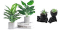 Der Rose Bundle of 2pcs 16" Fake Plants Artificial Plants and Set of 2 Fake Succulent Plants for Farmhouse Bathroom Kitchen Office Home Decor Indoor