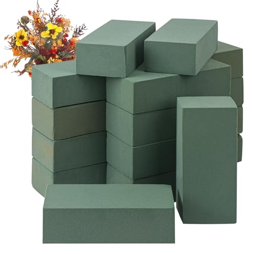 IHDYPPEW 16 PCS Green Floral Foam Blocks, 7.8"L x 2.4"W x 3.54"H Floral Foam for Flower Arrangements, Dry and Wet Florist Foam for Flowers, Flower Foam Bricks for Flowers Business, Outdoor, Weddings - size: 16 PCS 7.8 x 2.4 x 3.54 inch