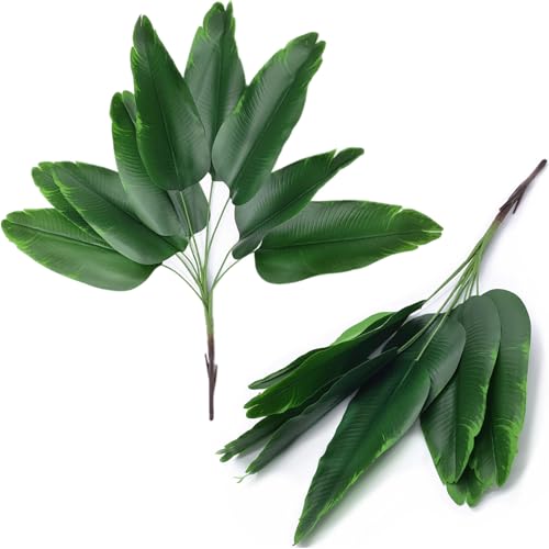Fake Bird of Paradise Plant Artificial Banana Tree 30 Inch 2 Pack, Tropical Monstera Plants Big Leaves Faux Palm Leaf Greenery Shrubs Indoor Outdoor Home Garden Office Farmhouse Verandah Wedding Decor - color: Bird of Paradise Tree - 2 Pack