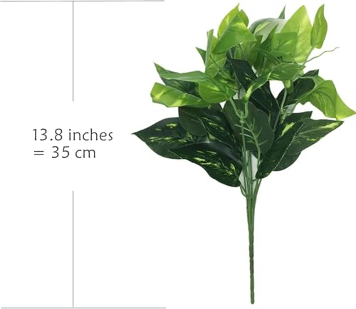 Artificial Scindapsus Aureus Plants Decor 8 Pack, Fake Plant Plastic Realistic Green Leaves Shrubs Faux Grass Bushes Greenery Indoor Outdoor Home Garden Verandah Office Table Arrangements Decorations - color: Scindapsus - 8 Pack