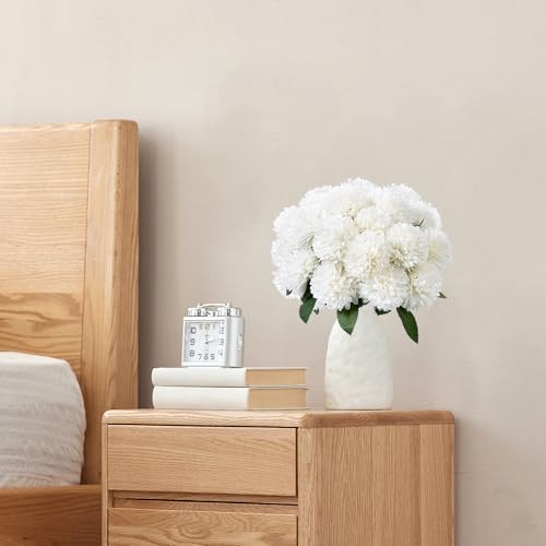 SITUMEIZI 12 Pcs White Artificial Chrysanthemums Flowers Ball Flower Fake Mums Silk for Wedding Home Kitchen Decoration Floral Arrangement - color: Ivory White, size: 12 Pieces