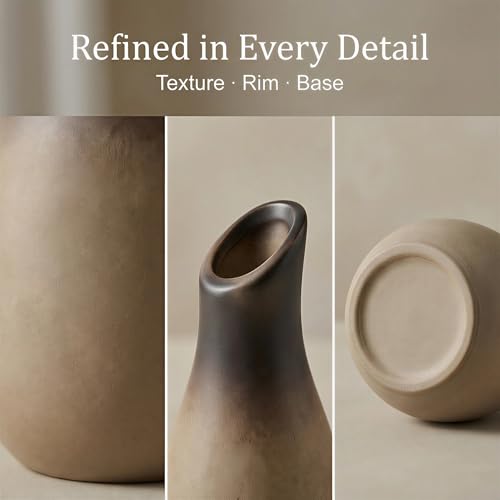 Ceramic Bud Vases, Rustic Small Vase Set of 11, Mini Pottery Vases for Flowers, Modern Farmhouse Home Decor, Clay Vases for Wedding Centerpiece, Shelf and Dinning Table Decoration - color: Vintage – 11-piece Set
