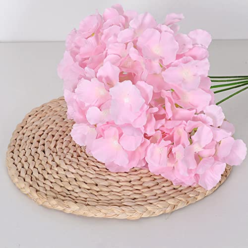 FagusHome Silk Hydrangea Heads 36 Pcs Artificial Flowers Heads and 3 Dozens Stems Fake Hydrangea Flowers with Stems for Home Wedding Decor (Light Pink) - color: Light Pink