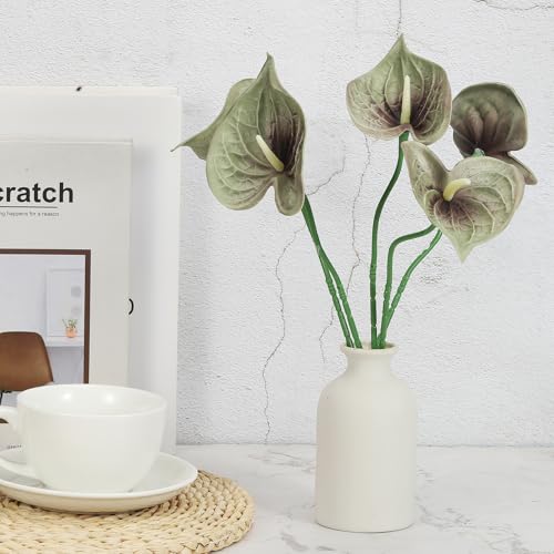 PATIKIL 13" Artificial Anthurium Lily Flowers, 10 Pack Permanent Flower Floral Arrangements Bouquet for Home Decor Bridal Wedding Festival Party, Grey Green - color: Grey Green