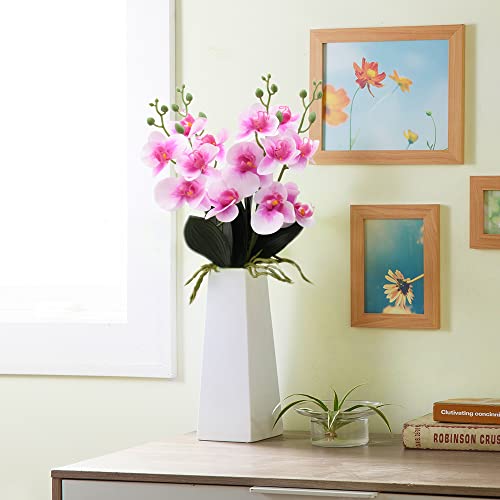 Artificial Phalaenopsis Flowers 4 Pcs, 15” Fake Silk Orchids with Stem Leaves for Valentine's Day Home Office Wedding Party Décor (Pink) - color: White&pink