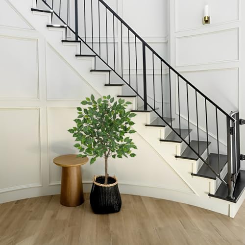3Ft Ficus Tree Artificial Plants Indoor with Realistic Trunk, Tall Fake Potted Tree Faux Floor Plant, Artificial Tree in Pot for Home Living Room Office Bedroom Corner Decor(Green) - color: Green, size: 3Ft