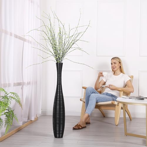 Leewadee Decorative Tall Floor Vase for Living Room Decor, 34 inches, Black, Resin - color: Black, size: 34 inches