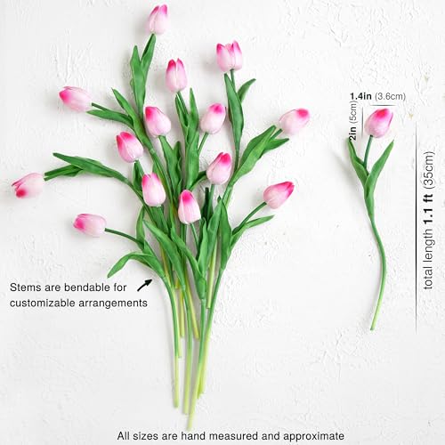 FiveSeasonStuff Real Touch Tulips Artificial Flowers – 15 Stems Faux Tulip Bouquet in Gift Box for Wedding, Home Decor, Party, Floral Arrangements (Creamy Pink) - color: #5 Creamy Pink