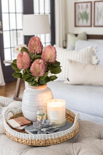 GnFlus 4Pcs Artificial Flowers Bouquets 23 Inch Fake Fall Flower Pink Long Stem Autumn Faux Banksia Flowers Floral Arrangements for Home Bedroom Table Wedding Party Boho Decor - color: Pink