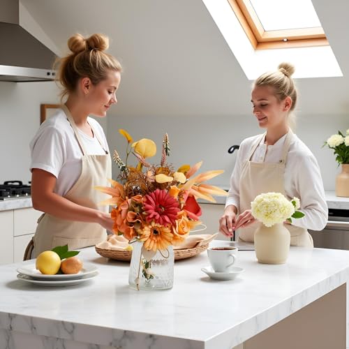 Autumn Artificial Flower Bouquet in Vase, Fall Silk Flower Arrangement, Faux Floral Centerpiece for Home Decor, Table Centerpiece for Autumn, Living Room Office Decoration - color: Fall