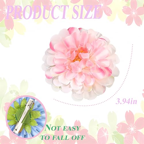 6 PCS Hawaiian Flower Hair Clips for Women Daisy Flower Hibiscus Hair Barrettes Hawaiian Artificial Accessories for Vacation Beach Party Boho Clips for Girls Wedding - color: White/Blue/Purple/Red/Pink/Pink White