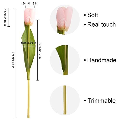 20PCS Artificial Tulips Real Touch Faux Flower Moisturizing Tulips for Photography Ornaments Home Garden Wedding Party Decor Fake Flowers (Pink) - color: Pink