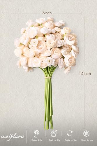 Waipfaru Ranunculus Artificial Flowers, 36Pcs 14In Fake Peonies Artificial Flowers, Faux Flower for Vase Silk Flower Real Touch Faux Peony Bulk for DIY Wedding Bouquet Home Bridal Shower Decor - color: Champagne, size: 36Pcs