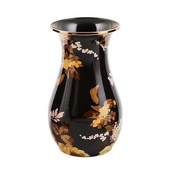 MACKENZIE-CHILDS Tall Enamel Vase, Unique Flower-Vase Decor for Living Room, Wild Rose Brown - color: Brown Wild Rose