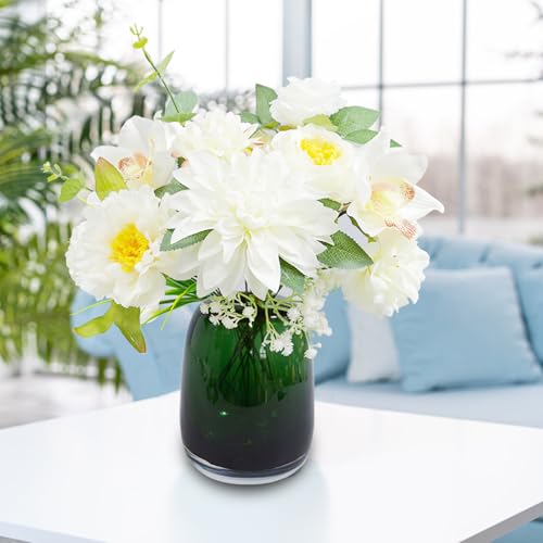 Artificial Flowers Bouquets Box Set, Artificial Rose for DIY Bridal Wedding Decorations Fake Roses Floral Arrangement for Table Centerpieces Baby Shower Home Decorations (White)