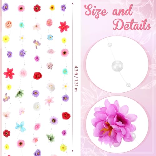 Giegxin 5 Pcs 21 ft Wildflower Garlands Hanging Flowers Decoration Artificial Floral Floating Wall Backdrop Pearl Chain from Ceiling for Home Garden Birthday Wedding Party Bridal(Multicolor Flower)