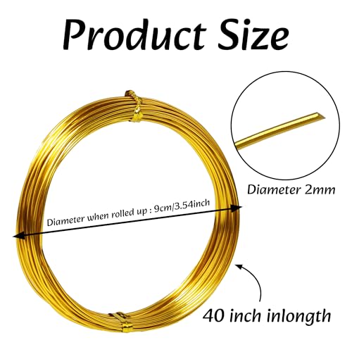 Aluminum Craft Wire, 33 Feet Bendable for Jewelry Making, Sculpting, Floral, Wreath, Crafting, Wire Wrapping, Beading Wire, Christmas Ornaments (Gold, 18 Gauge) - color: Gold, size: 18 Gauge